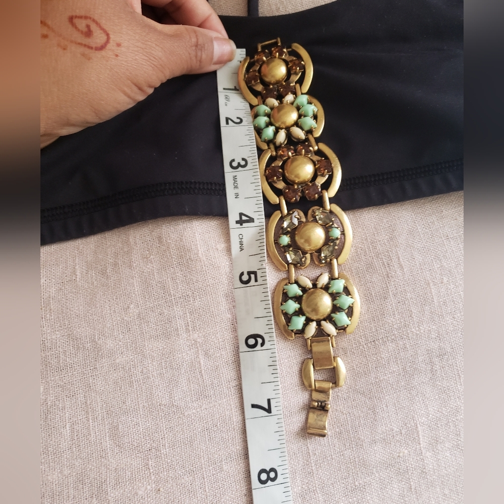 Stella & Dots Gold and Mint Statement Bracelet - Picture 5 of 6